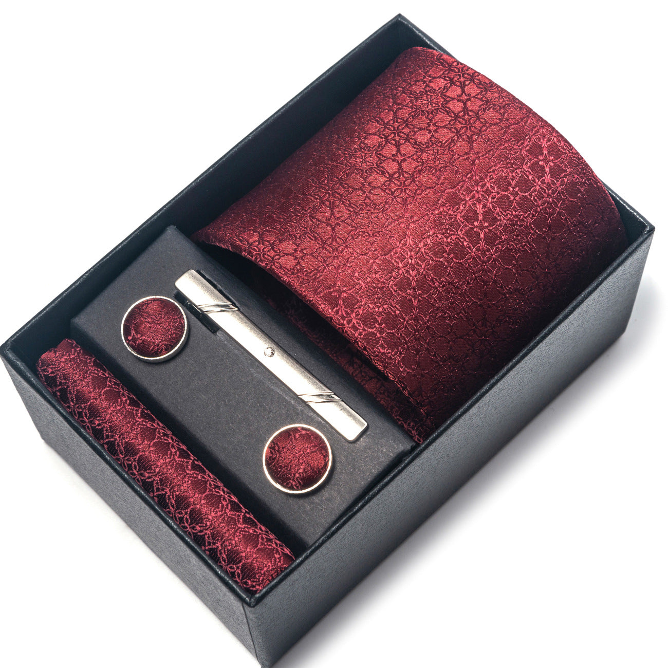 Crocodile Skin Pattern Tie Set / Pocket Square, Bowtie, Tie Clip, Cufflinks / Gift for Him / Wedding Groomsmen Gift / Men's Gift Box