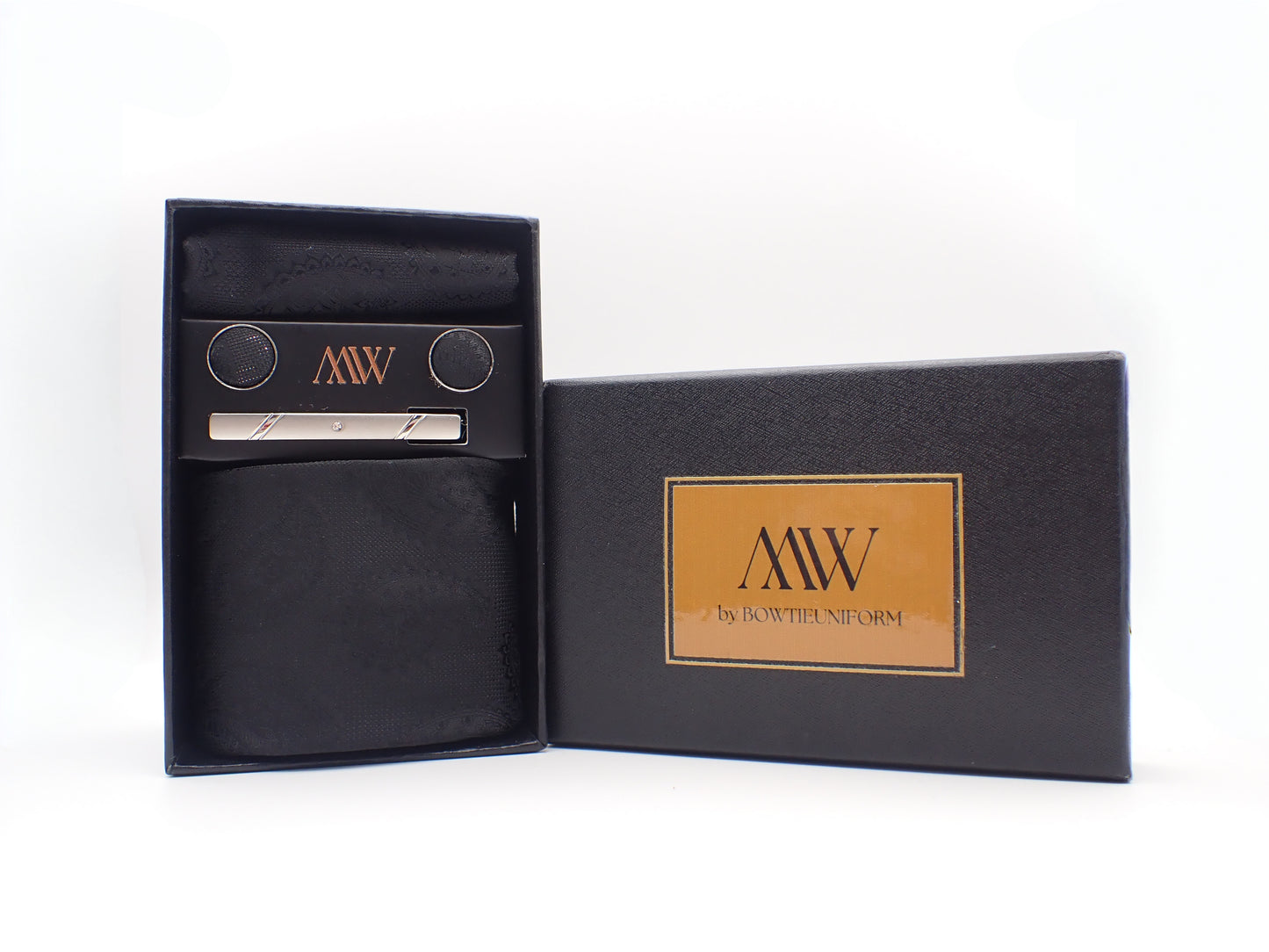 Black / Dark Paisley Pattern Necktie Set / Pocket Square Tie Bowtie Cufflinks Set / Wedding Tie / Tie Clips / Gift for him Mens Groomsmen