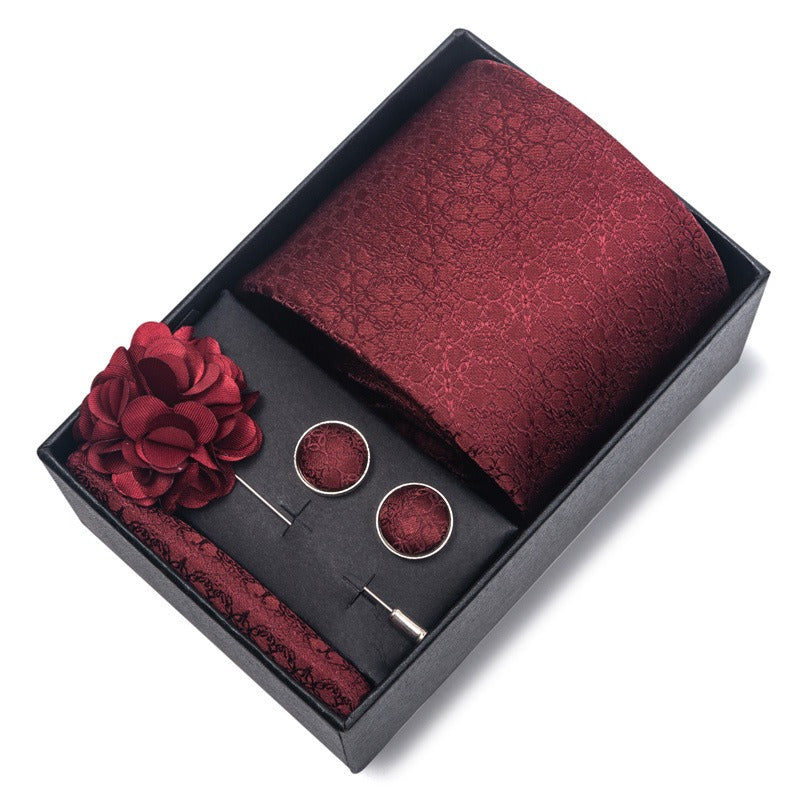 Crocodile Skin Pattern Tie Set / Pocket Square, Bowtie, Tie Clip, Cufflinks / Gift for Him / Wedding Groomsmen Gift / Men's Gift Box