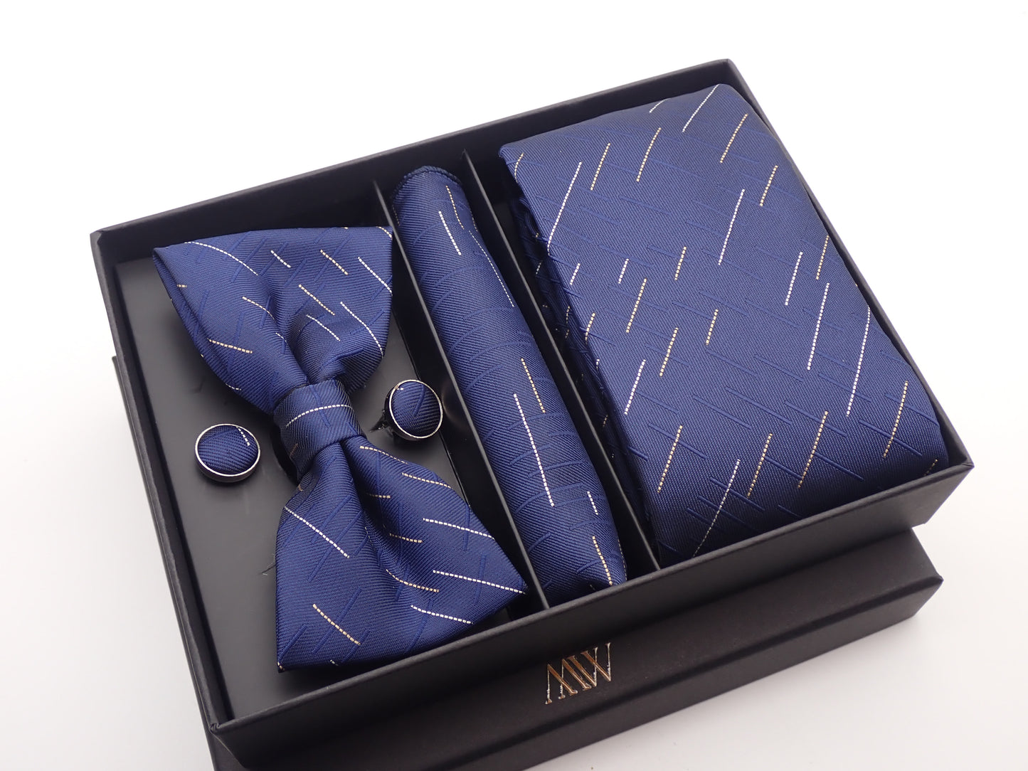 Meteor Pattern Blue Necktie Set / Pocket Square Tie Bowtie Cufflinks Set / Wedding Tie / Tie Clips / Gift for him Mens Groomsmen Gift