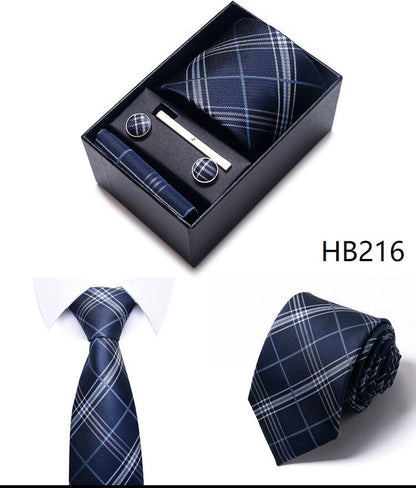 Navy Blue Stripe Pattern Necktie Set / Pocket Square Tie Bowtie Cufflinks Set / Wedding Tie / Tie Clips / Gift for him Mens Groomsmen Gift